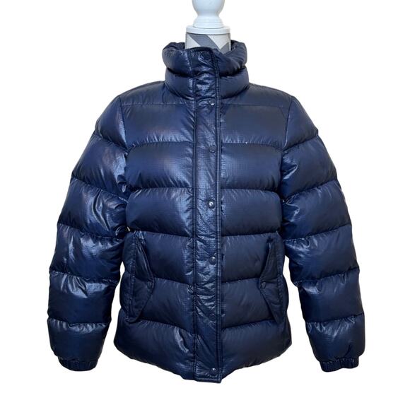 J.CREW Shiny Puffer Down Jacket Blue Size M - Picture 2 of 12